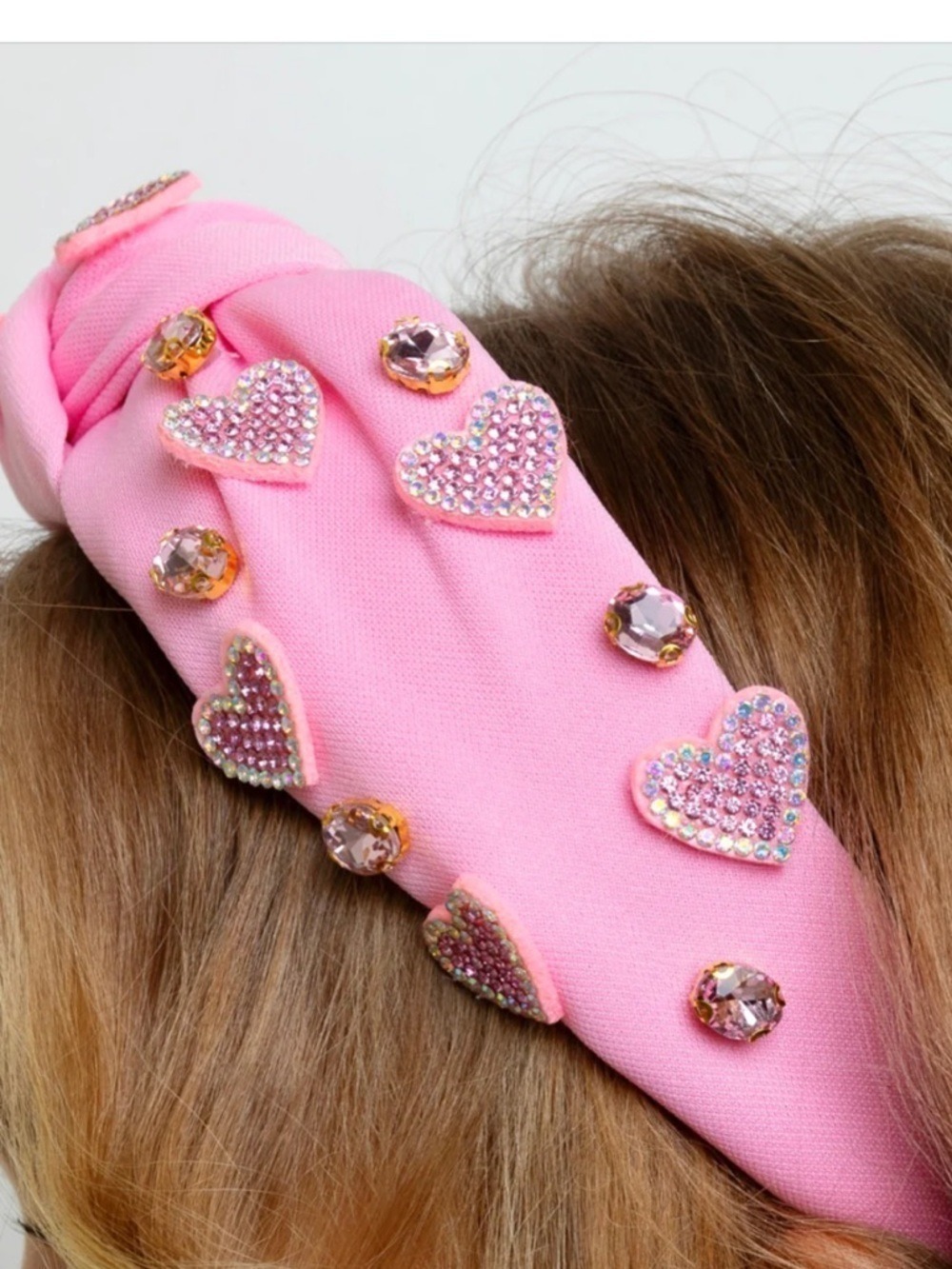 Pink Jeweled Heart Headband